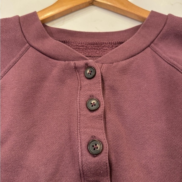 Madewell Cotton Blend Boxy Henley Sweatshirt Lounge / Medium - Picture 7 of 11